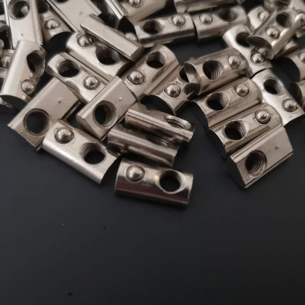 100-Pack 2020 2040 2060 Roll in Spring Loaded T Nut M5 for 20x20 20 Series Aluminum Extrusions 6mm Slot Aluminum Profile Accessories (m5)