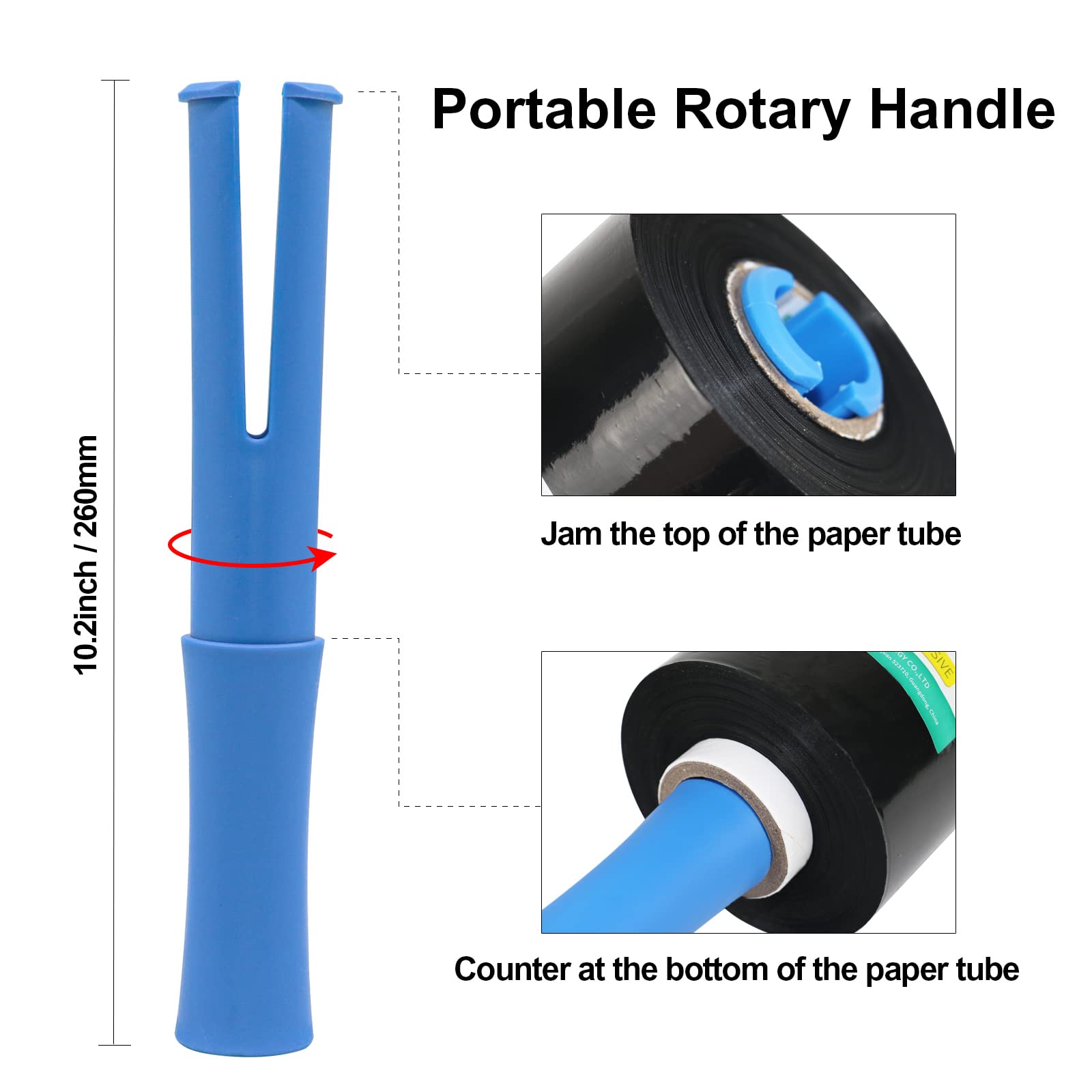 BOMEI PACK Black Stretch Wrap Film Roll, Plastic Shrink Wrap for Moving 5 inch x 1000 ft, 4 Packs with 1Plastic Handle