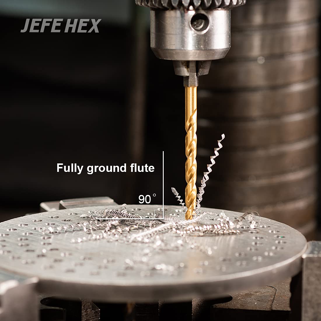 JEFE HEX 13-Piece Drill Bits Set-1/16" 5/64" 3/32" 7/64" 1/8" 9/64" 5/32" 11/64" 3/16" 13/64" 7/32" 15/64" 1/4", Hex Shank Drill Bit Set for Quick Change, Titanium HSS Twist Drill Bits, 135 Degree Easy Cut Split Point, Ideal for Wood, Steel, Copper, Alumi