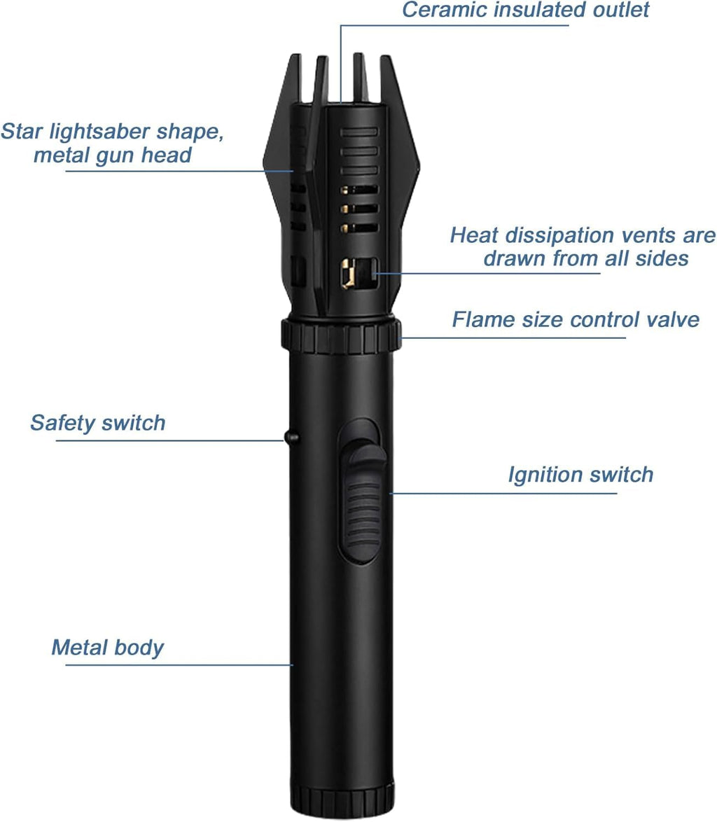Arkinsand Flame Lighter Camping Outdoor Windproof Straight Flame Light Saber Torch Lightsaber (Black)