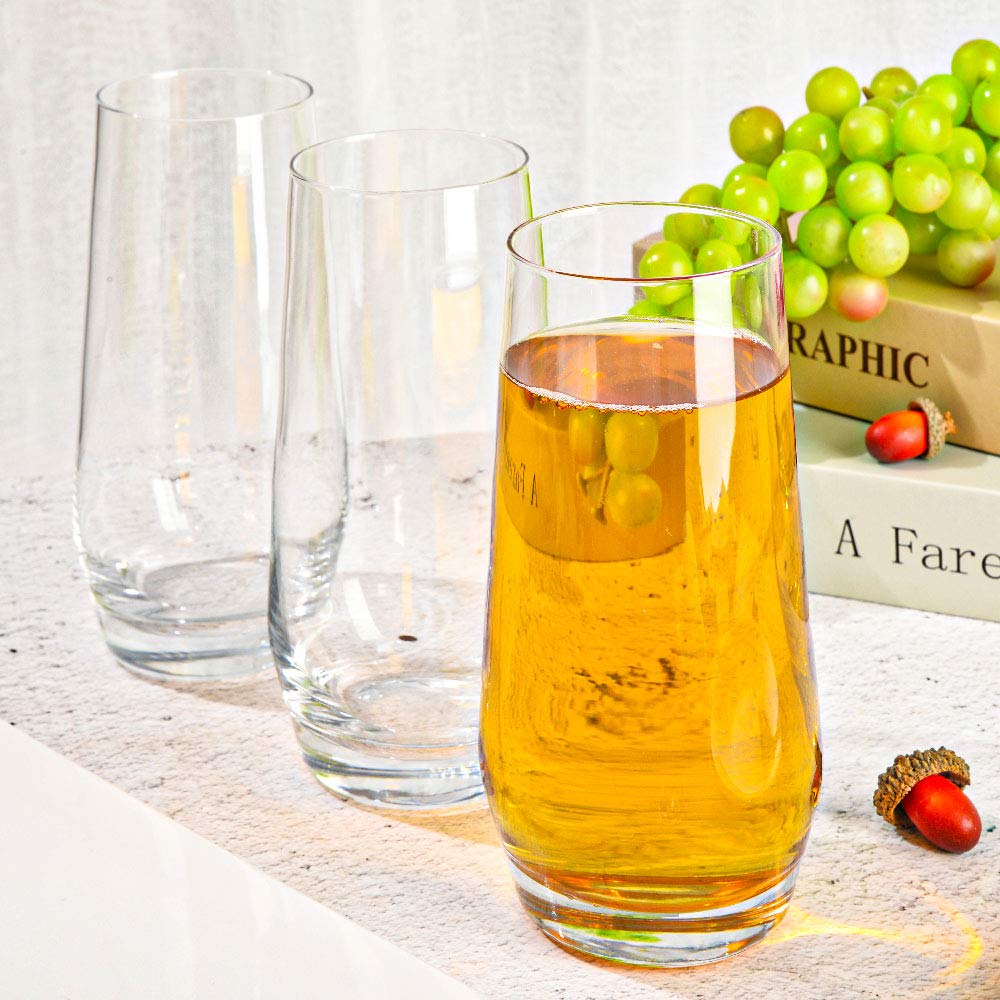 D.M DESIGN·MASTER [6 Pack,18.6 OZ] - Large Tall Glass Cups, Lead-Free Highball Drinking Glasses, Clear Mixed Drinking Glasses, Dishwasher Safe, Ideal for Mojito,Water, Juice, Beer, and Cocktail.