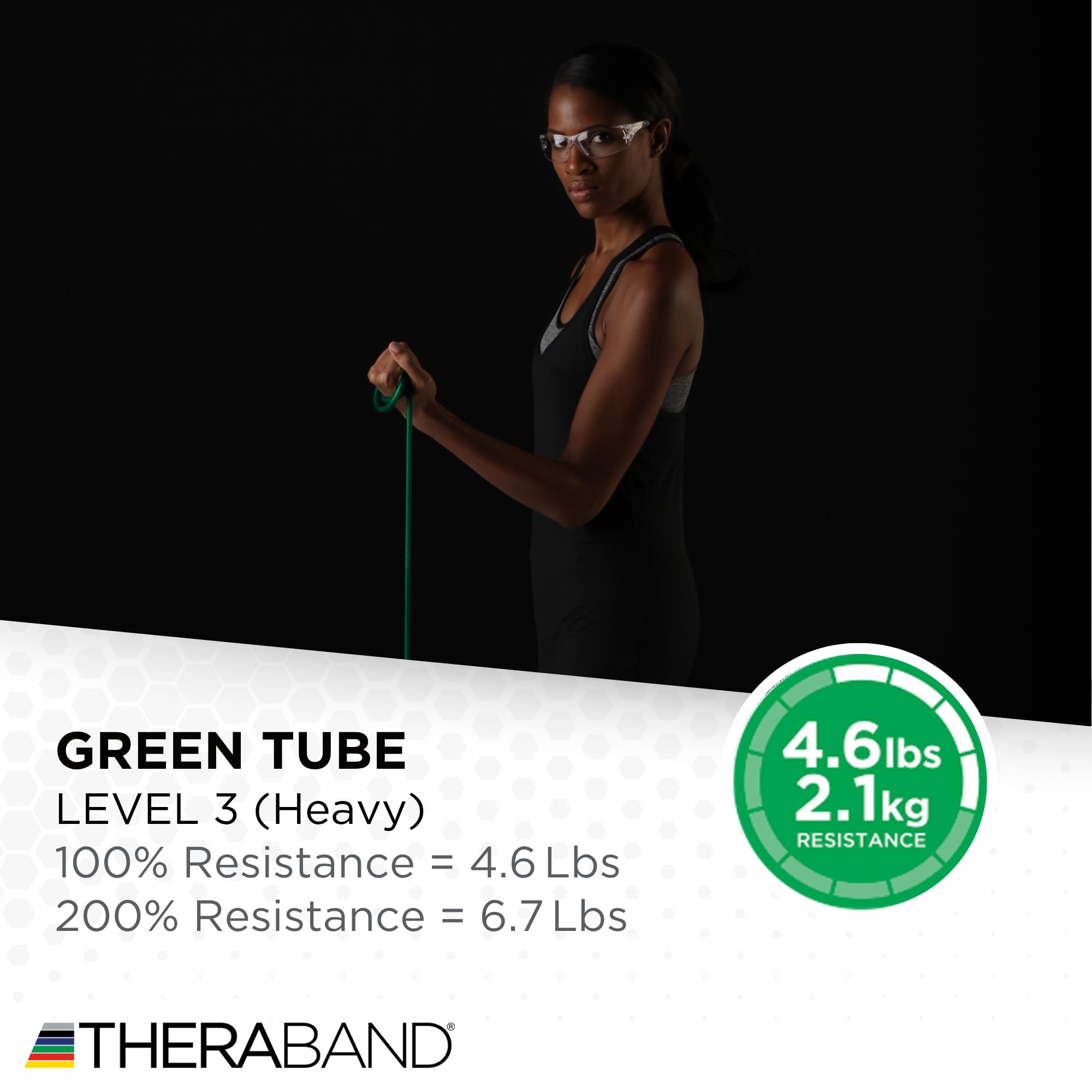 TheraBand Resistance Tubes, Professional Latex Elastic Tubing, Upper & Lower Body, Core Exercise, Physical Therapy, Lower Pilates, At-Home Workouts, & Rehab, 5 Foot, Yellow, Red, & Green, Beginner Set