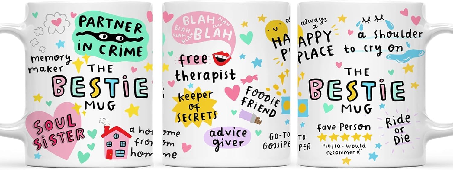 Bestie Coffee Mug - Best Friend Gift for Women - Friendship Gift for Female Friend - Friendship Gifts for Women Birthday - Gifts for Close Female Friends - 11oz White Ceramic Cup