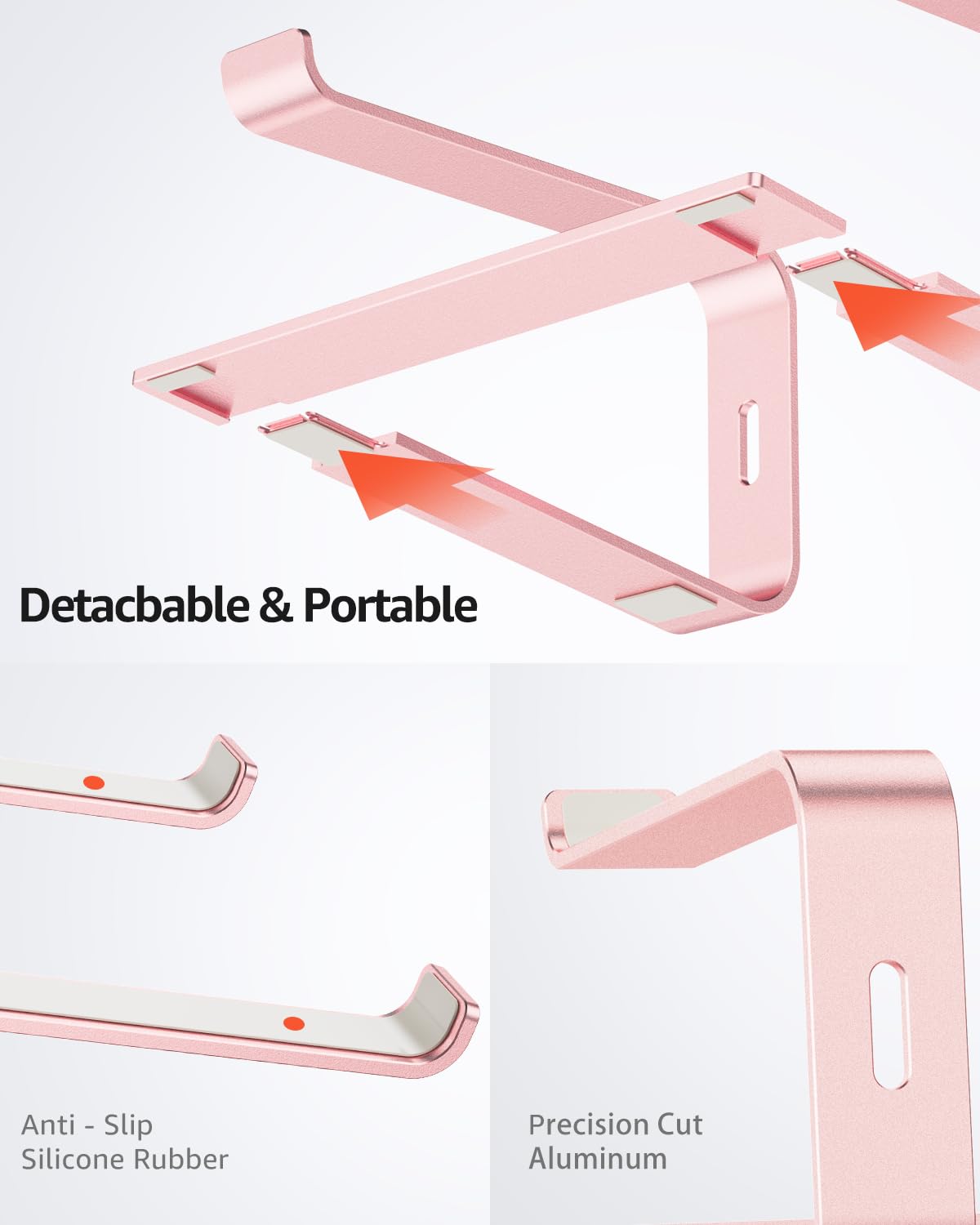 Urmust Laptop Stand for Desk Aluminum Computer Stand Riser Holder for Laptop Compatible with MacBook Air Pro, Dell, HP, Lenovo Samsung, Alienware All Laptops 11-15.6"(Rose Gold)