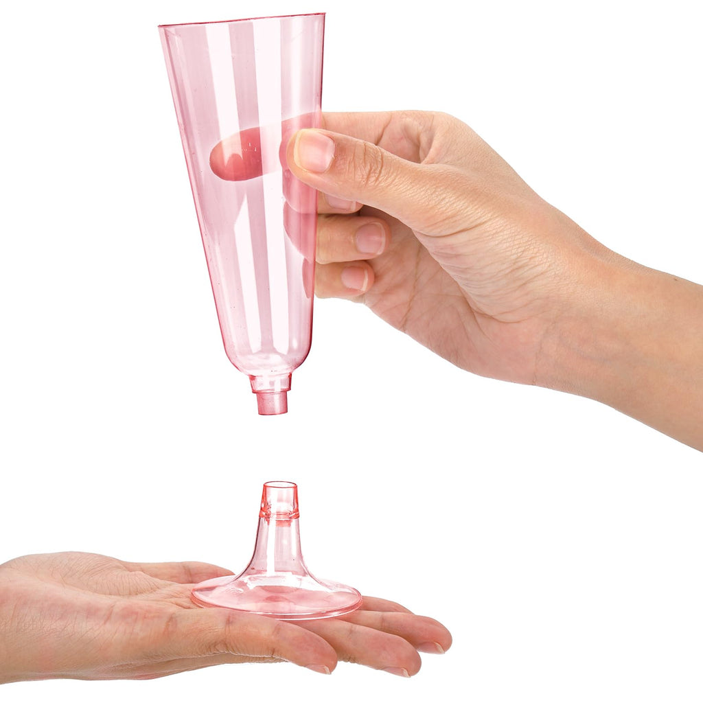 Hedume 70 Pack Pink Champagne Flutes, 5oz Disposable Plastic Wine Glasses, 2-Piece Disposable Champagne Glasses for Celebration, Wedding, Party, Valentine's Day, Mother's Day