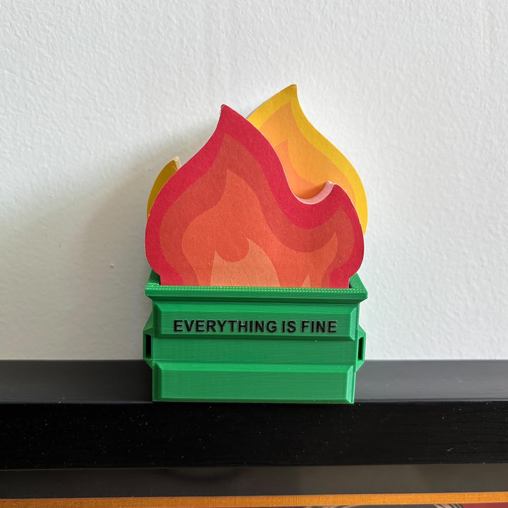 Garbage Can Fire Sticky Notes Office Supplies Fire Notepads Desk Accessories Funny White Elephant Gifts for Coworker Boss Teacher Women Men Adult 300 Sheets