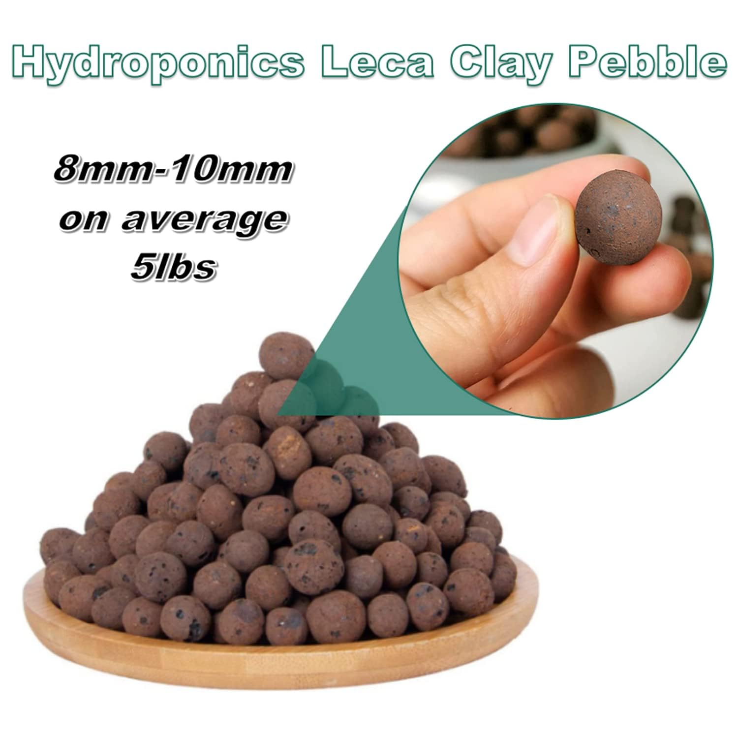 Erilolen 5LBS Clay Pebbles for Indoor Plants - Expanded Clay Pellets Leca Balls Grow Media for Orchids Gardening Aquaponics, Hydroponics Supplies for Drainage Decoration, 8mm-10mm