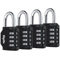 Combination Padlock, [4 Pack] Diyife 4 Digit Locker Lock Weatherproof Lock Outdoor Combination Lock for School Gym Locker,Toolbox, Fence, Gate, Hasp, Cabinet(Black)