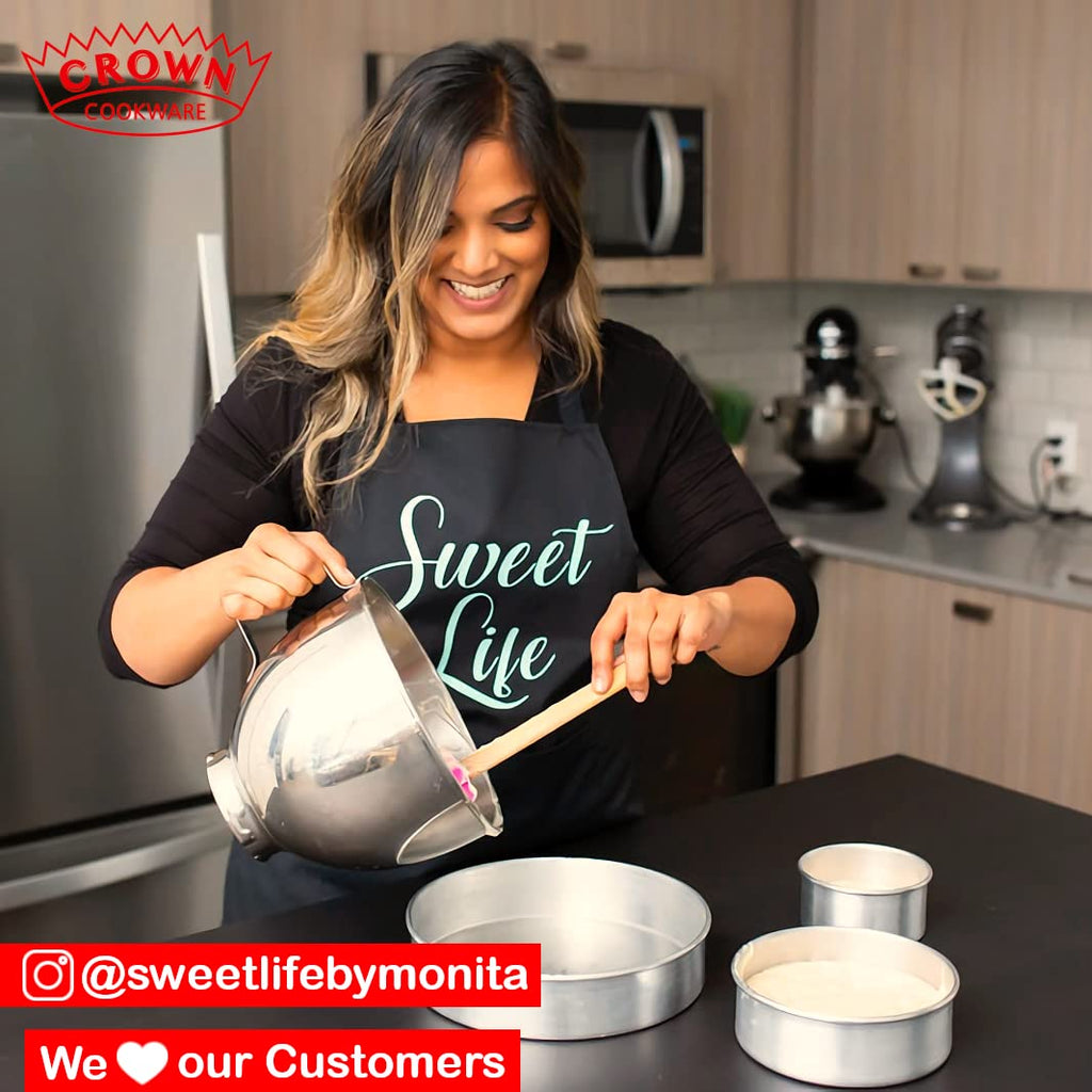 Crown 8 inch Cake Pans, 2" Deep, Set of 2, Heavy Duty, Even-Heating, Pure Aluminum, 20 cm Cake Pan