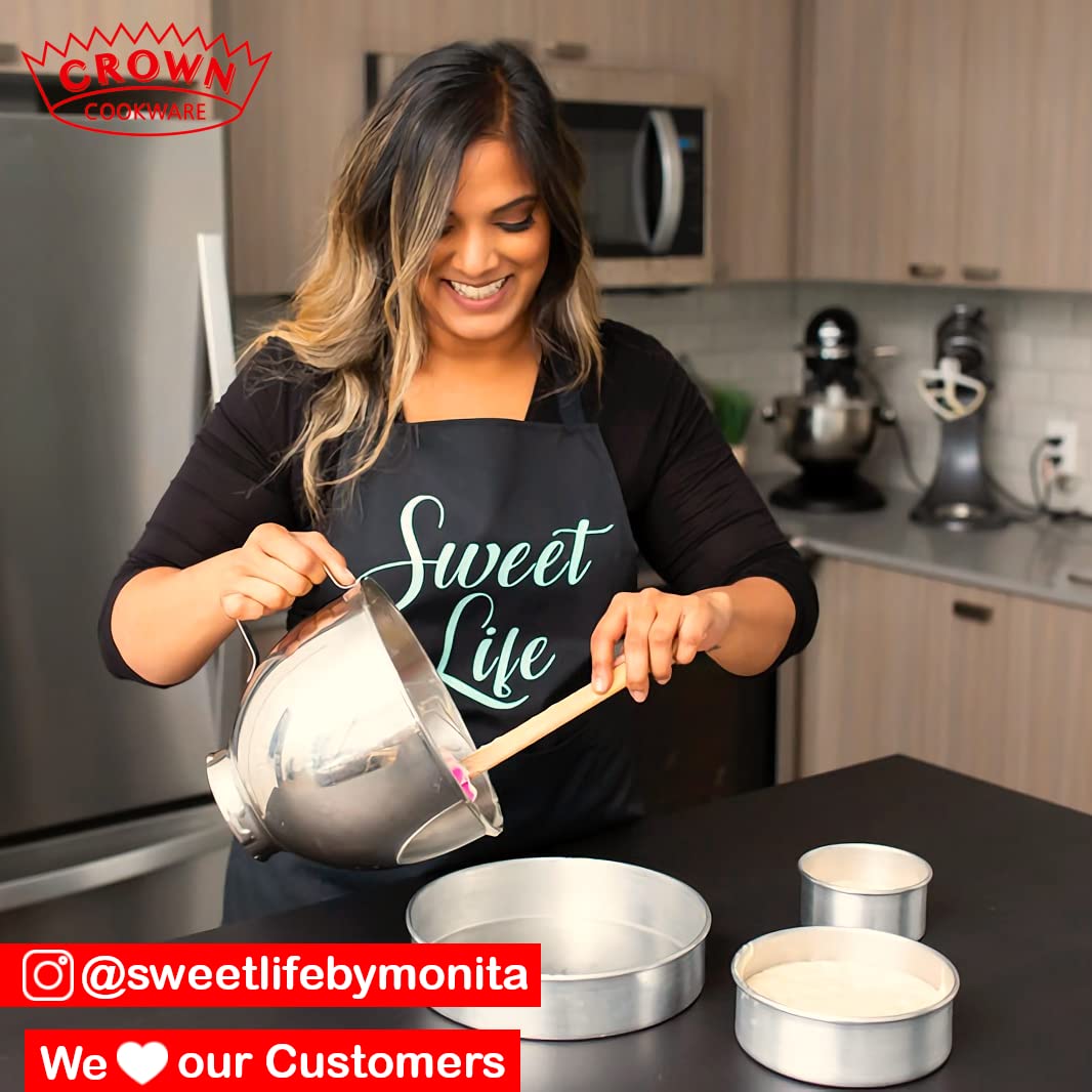 Crown 8 inch Cake Pans, 2" Deep, Set of 2, Heavy Duty, Even-Heating, Pure Aluminum, 20 cm Cake Pan