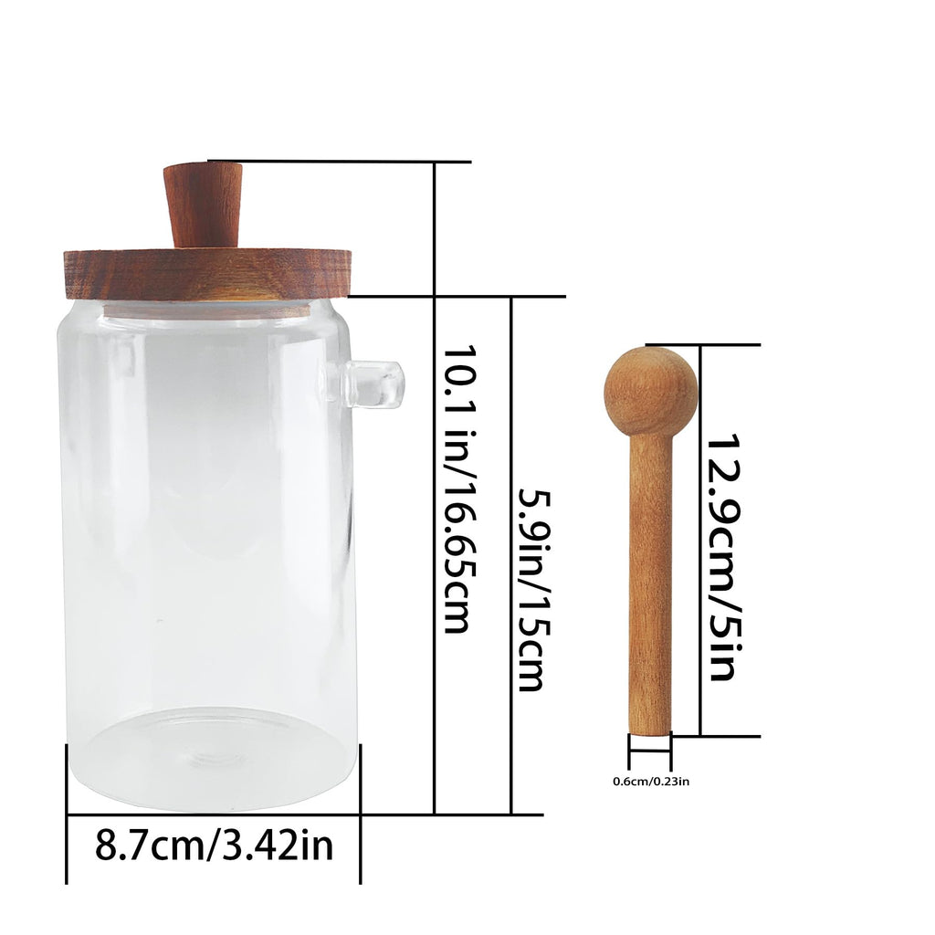 Glass Jars Containers with Wooden Handles Lids and Scoop Clear Canister Jars Set with Spoon for Kitchen Food Storage Coffee Tea Sugar Decorative Countertop Organization Jars 25 oz