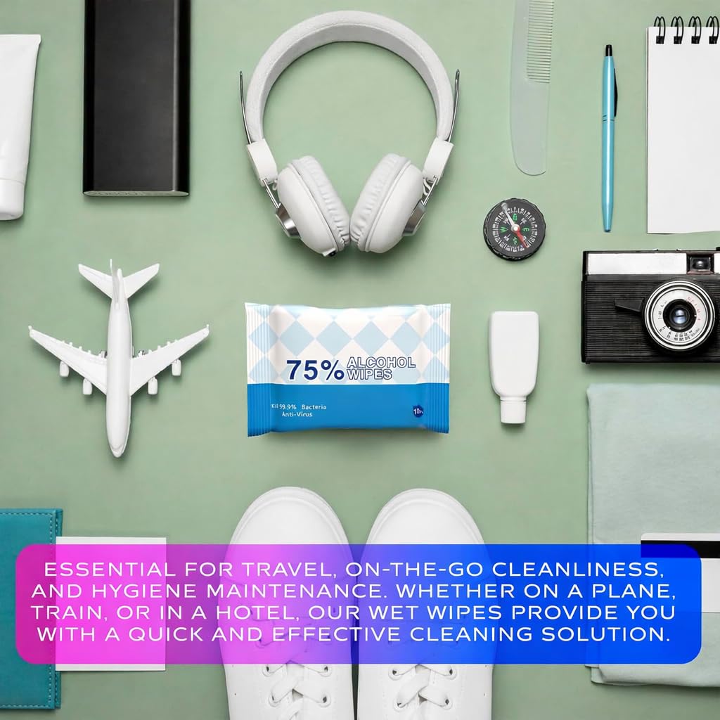 Sllic® - Disinfectant Wet Wipes - All-Purpose - 75% Alcohol Wipes - Clean & Sanitize Surfaces & Skin - Safe for Skin - Quick-Drying & Non-Sticky Formula - Unscented - 100 Wipes (10 Packs of 10 Each)