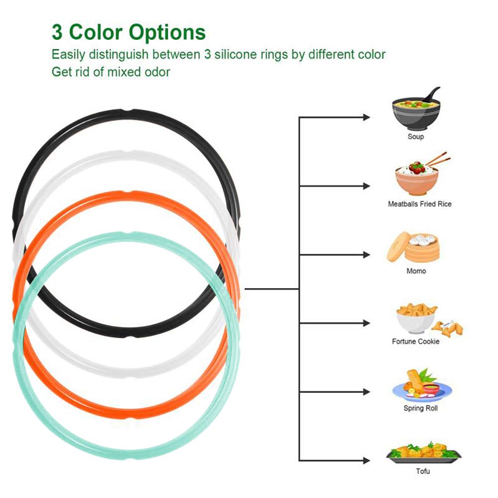 STYDDI Silicone Sealing Ring Compatible with All Instant Pot 6 Quart Multi-Use Models, Food-Grade Silicone, Fits Duo 6 Quart, Lux 6 Quart, Duo Plus 6 Quart, Ultra 6 Quart, Nova 6 Quart, 4-Pack