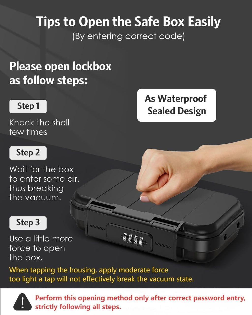 AMIR Travel Safe Portable Lock Box, 4 Digit Combination Lockbox, Cash Box, Waterproof Mini Security Case with Removable Chain, Portable Beach Safe Box for Travel, Beach,Office,Hotel,Cars,Dorms