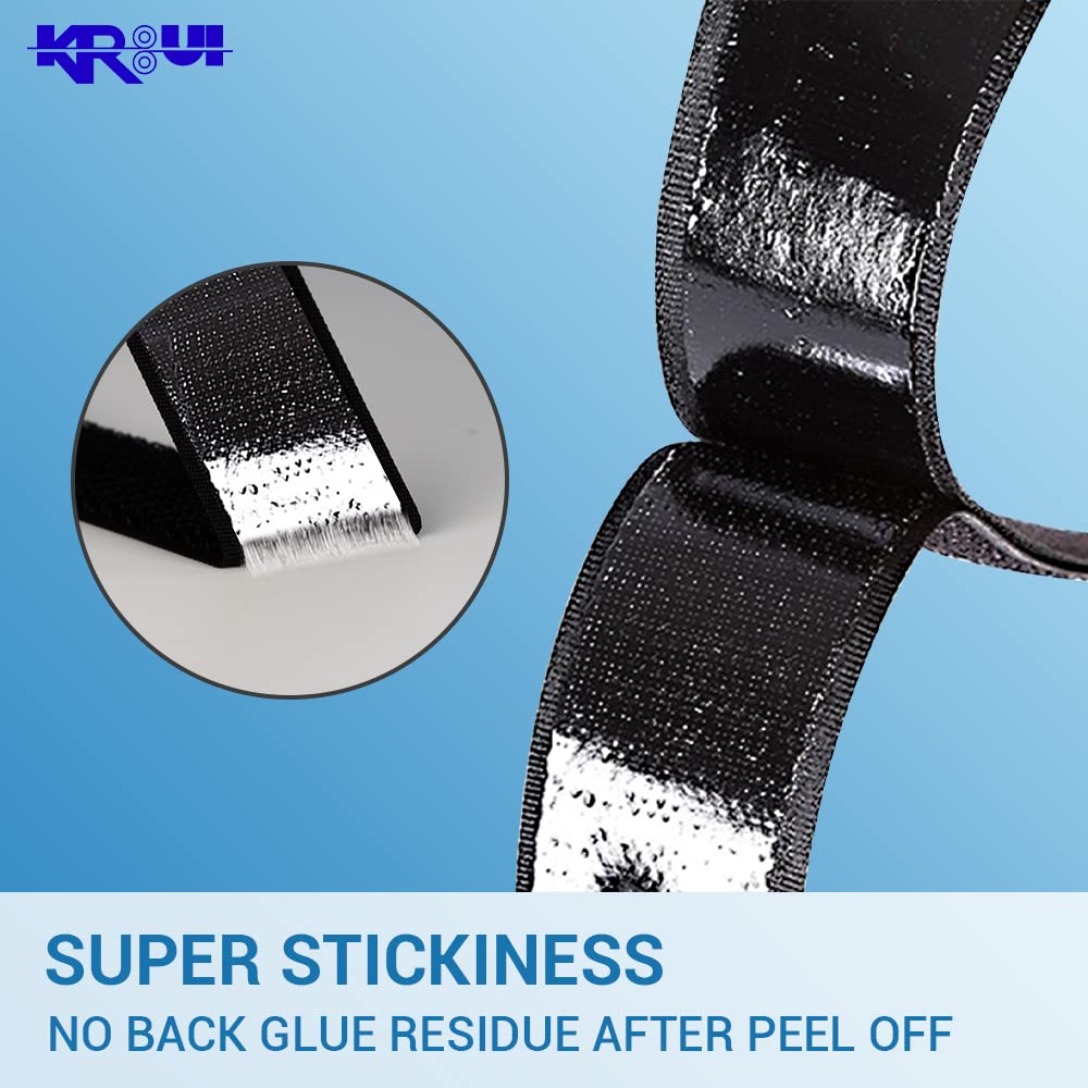 KRUI 26 Feet x 1 Inch Hook and Loop Tape Roll, Heavy Duty Industrial Fastener, Hook and Loop Strips with Adhesive, Sticky Back Fastener for Indoor Outdoor Use
