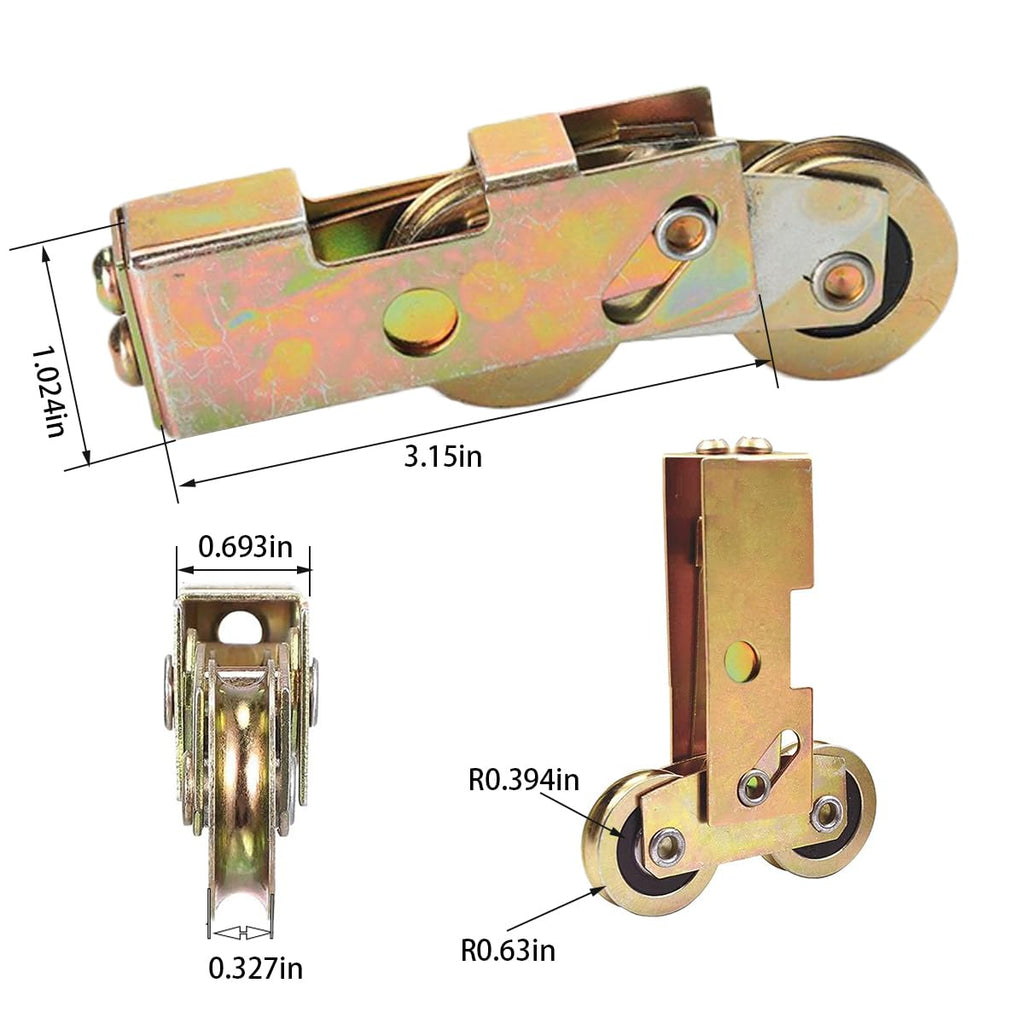 2 Pack Sliding Patio Door 1-1/4 Inch Tandem Roller Assembly, Steel Ball Wheel Bearing Rear Adjustable Sliding Door Wheel Replacement for Sliding Glass Door Screen Door Gate Window - 4 Srews Included