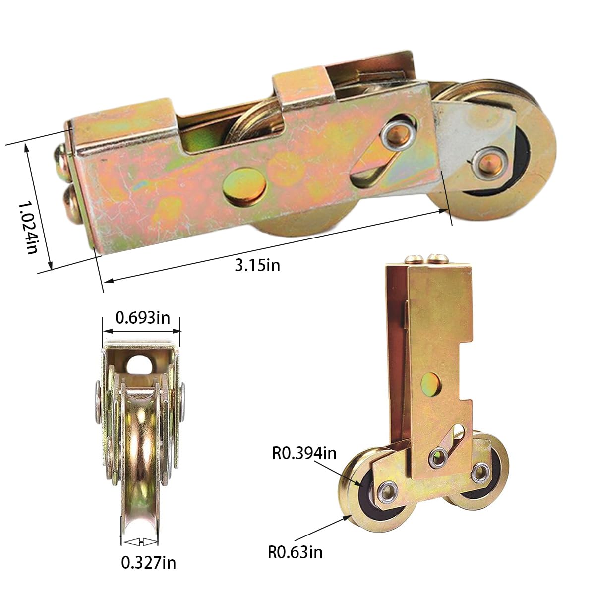 2 Pack Sliding Patio Door 1-1/4 Inch Tandem Roller Assembly, Steel Ball Wheel Bearing Rear Adjustable Sliding Door Wheel Replacement for Sliding Glass Door Screen Door Gate Window - 4 Srews Included