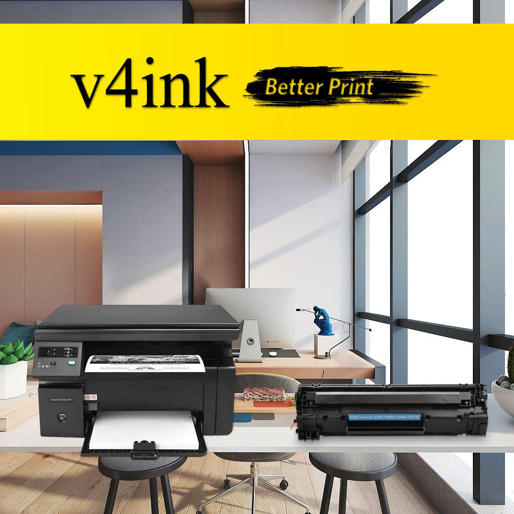 V4INK Compatible CE285A 85A Toner Cartrdige Replacement for HP CE285A 85A for HP Laserjet P1005 P1006 P1102 P1102W Printer Toner(1Pack Black
