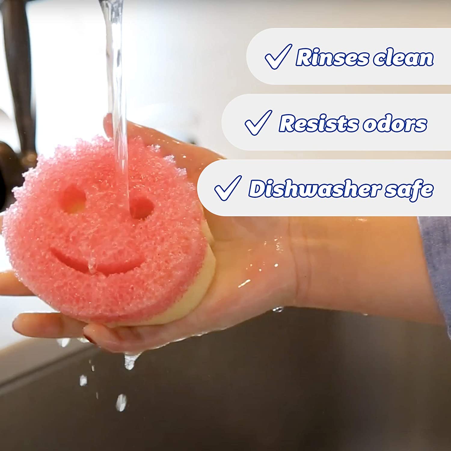 Scrub Daddy Dual Sided Sponge and Scrubber - Scrub Mommy - Scratch Free Sponge for Dishes and Home, Soft in Warm Water, Firm in Cold, Odor Resistant 4 Count
