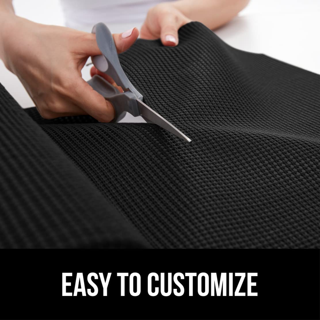 GORILLA GRIP Drawer and Shelf Liner, Strong Grip, Non Adhesive Easiest Install Mat, 12 in x 20 FT, Durable Organization Liners, Kitchen Cabinets Drawers Cupboards, Bathroom Storage Shelves, Black