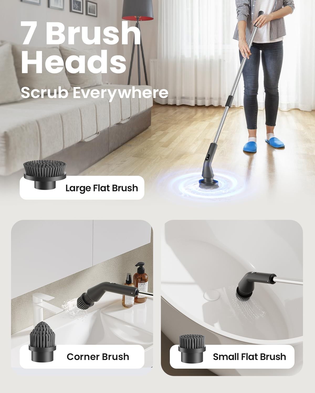 Topmako YMG-825 Electric Spin Scrubber Replacement Brush Heads, 7pcs Extra Brush Accessories Kit for Topmako YMG-825 Electric Cleaning Brush - Scrubber Not Included