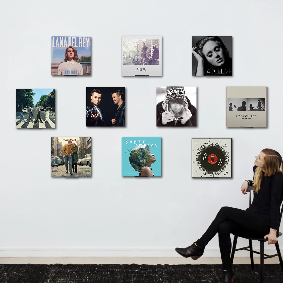 BiJun Vinyl Wall Mount 6 Pack, Black Metal Vinyl Holder Wall Display Shelf Record Stand for Albums LP Minimalist Storage Set CD Display in Office Home