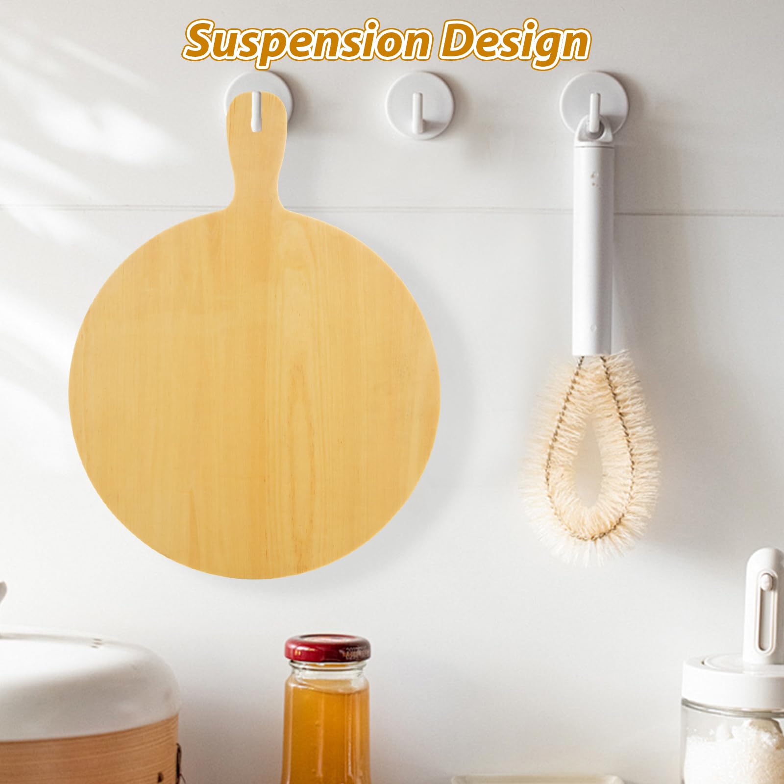 4 Pack Wooden Pizza Peel, 12 Inch Pizza Spatula with Wood Handle Suitable for 12"x12" Pizzas, Round Wooden Cutting Boards for Baking Homemade Pizza, Bread, Cheese, Fruit