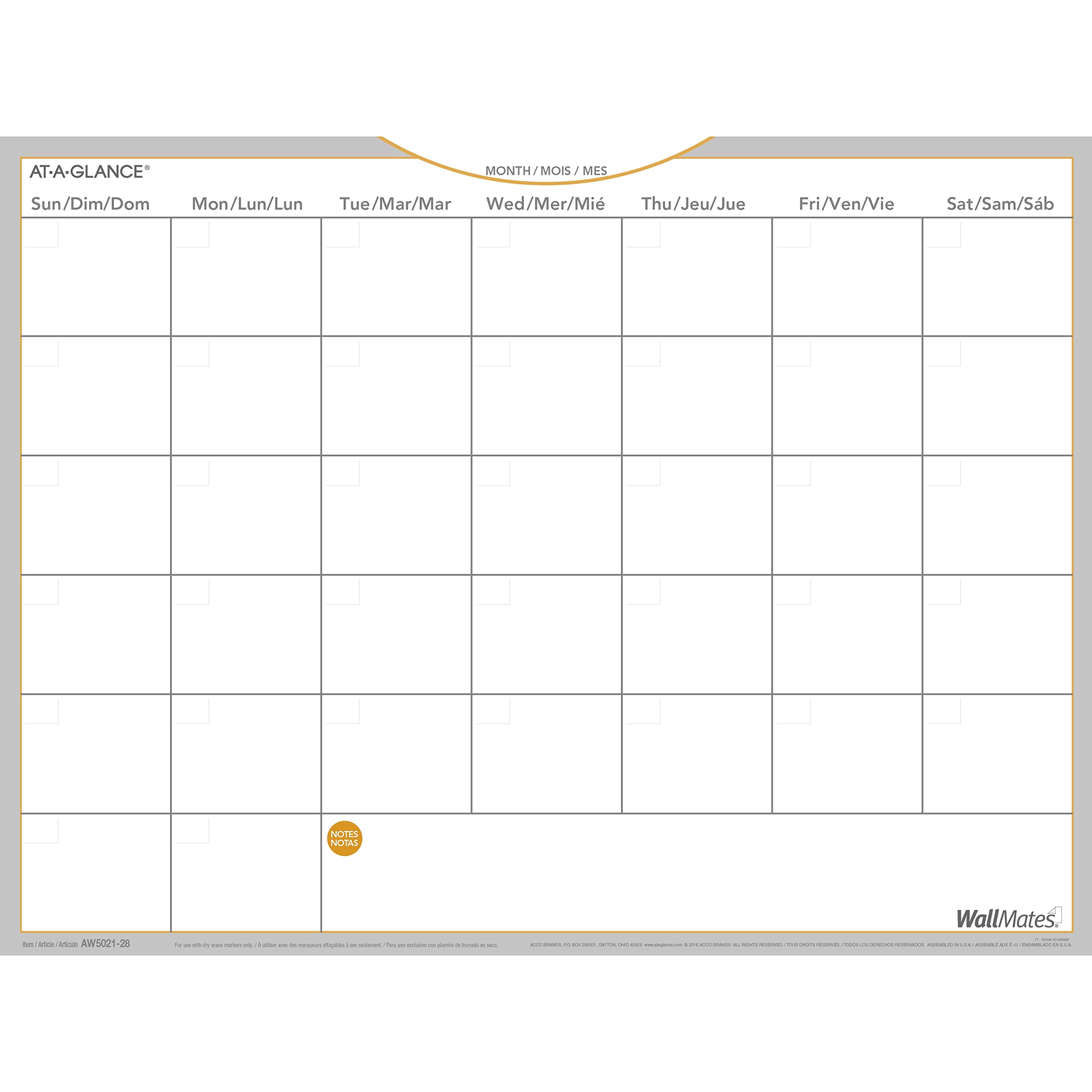 at-A-Glance Wallmates Dry Erase Monthly Planning Surface, 24 X 18 Inches, Self Adhesive (AW502128)