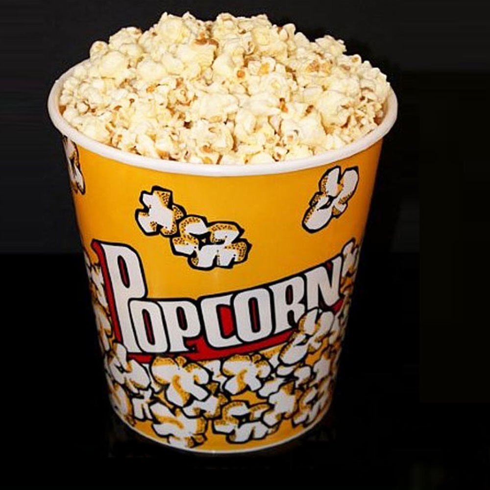 Novelty Place Retro Style Plastic Popcorn Containers for Movie Night - 7" Tall x 7" Top Diameter (6 Pack)