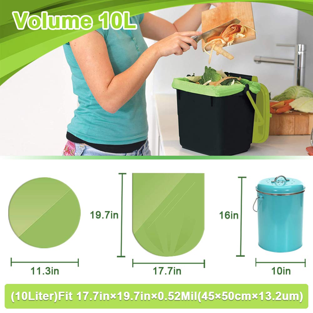 XUXRUS Food Wast Bags 10 litres Small Garbage Bags 3 Gallon Trash Bags for Kitchen 200Bags