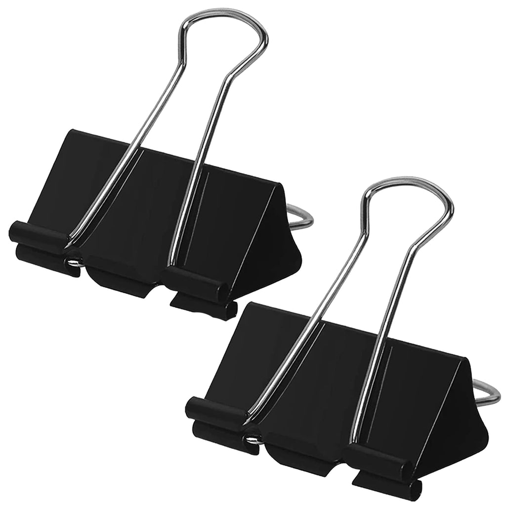 AMKIOKIO 48 Pack 2 inch Black Large Binder Clips - Jumbo Metal Clip Office Supplies, Paper Clamps for Secure Document Binding, Strong Metal Paper Clips