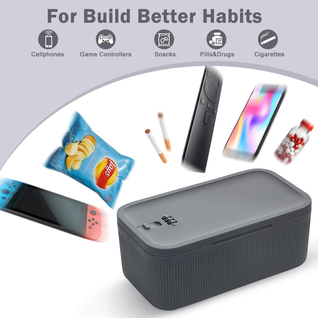 Lockable Storage Box, Small Lock Box with Locking Lid for Phone/Medicine Safe/Food Home/Fridge/Office/Personal Items/Travel/Gift,9.25 x 5.04 x 3.62’’