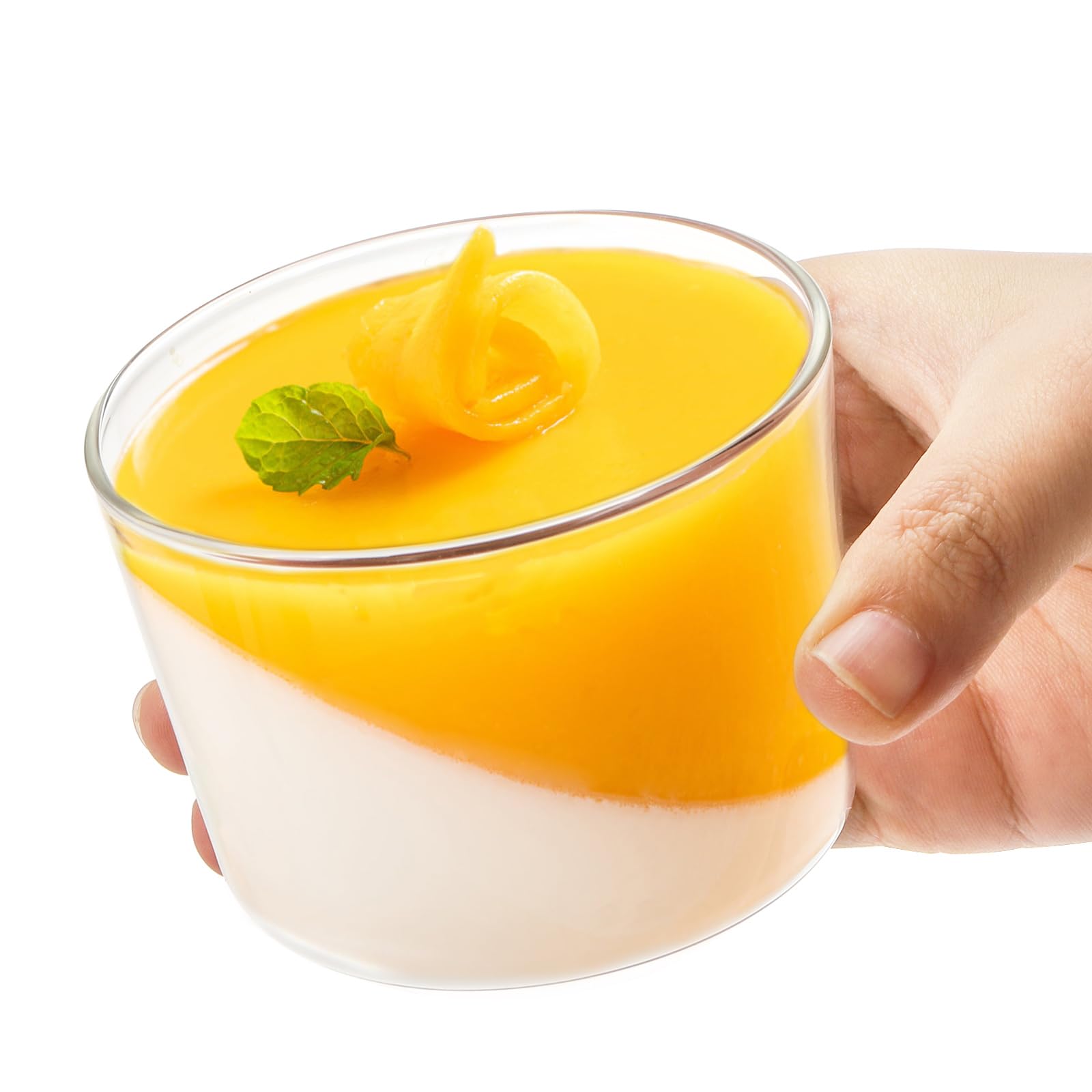 yarlung 9 Pack Small Glass Dessert Bowls, 8 Oz(250ml) Custard Cup Clear Pudding Cup, Tasting Glasses Prep Bowls for Parfait, Ice Cream, Party Birthday