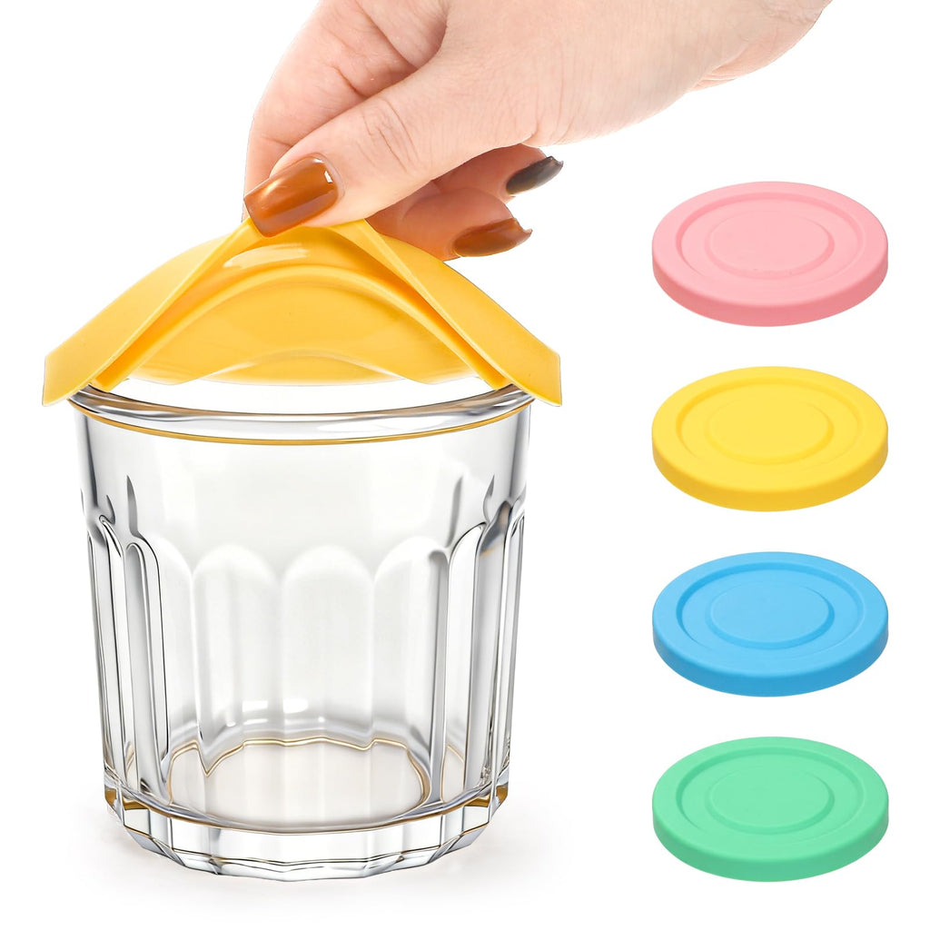 Coloch 4 Pack 13Oz Glass Jar with Leakage Proof Lid, 400ml Clear Storage Jar for Spices, Tea Leaf, Nuts, Overnight Oat Cup All-purpose Glass Drinking Cup for Cooled Tea, Juice, Coffee, Yogurt