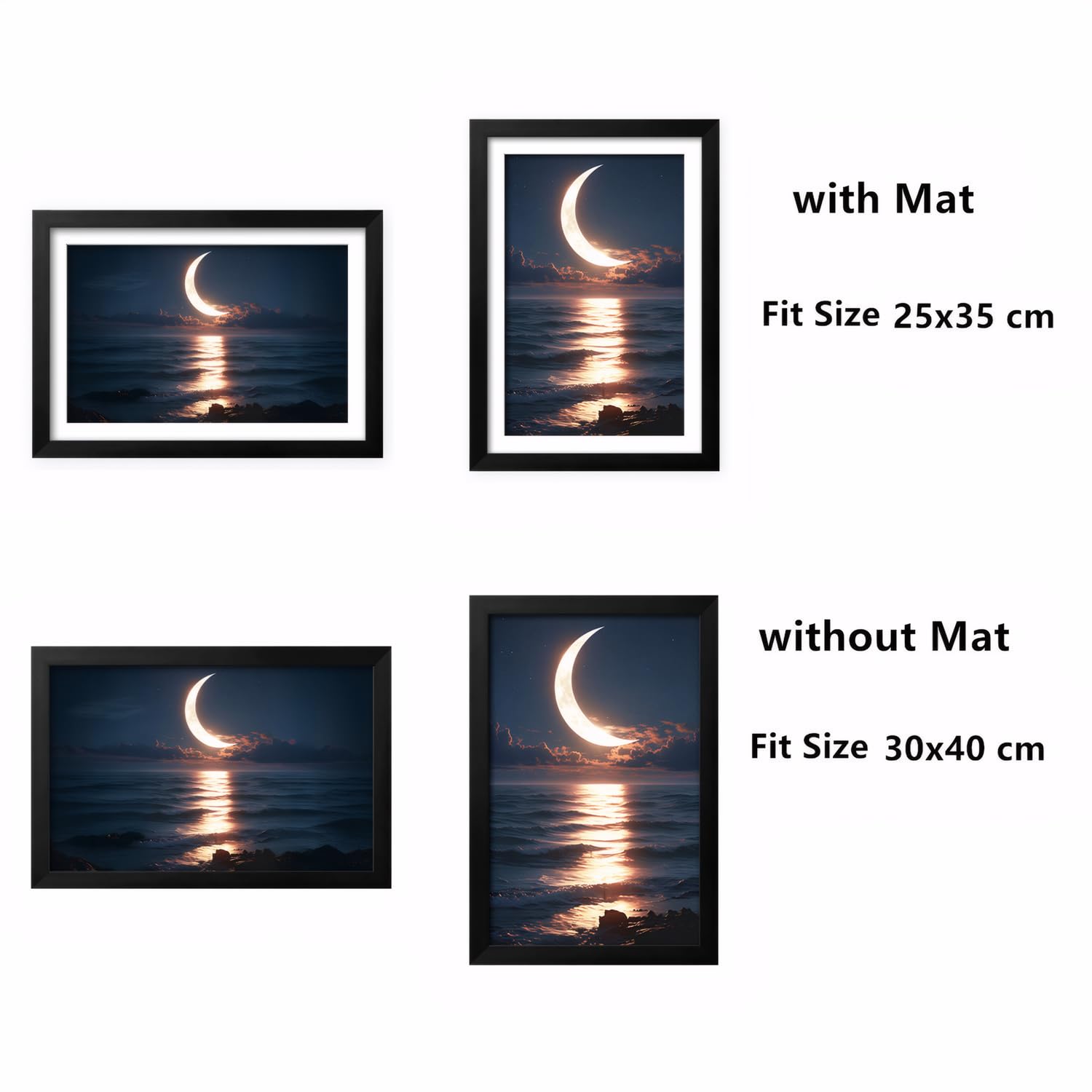 NUFTVI Diamond Painting Picture Frames, Suitable for 12x16 in/30x40 cm Picture Photos Oil Paintings Canvas, Diamond Art Wood Frame With Mat, Wall Art Deco (2 Pack, Black)