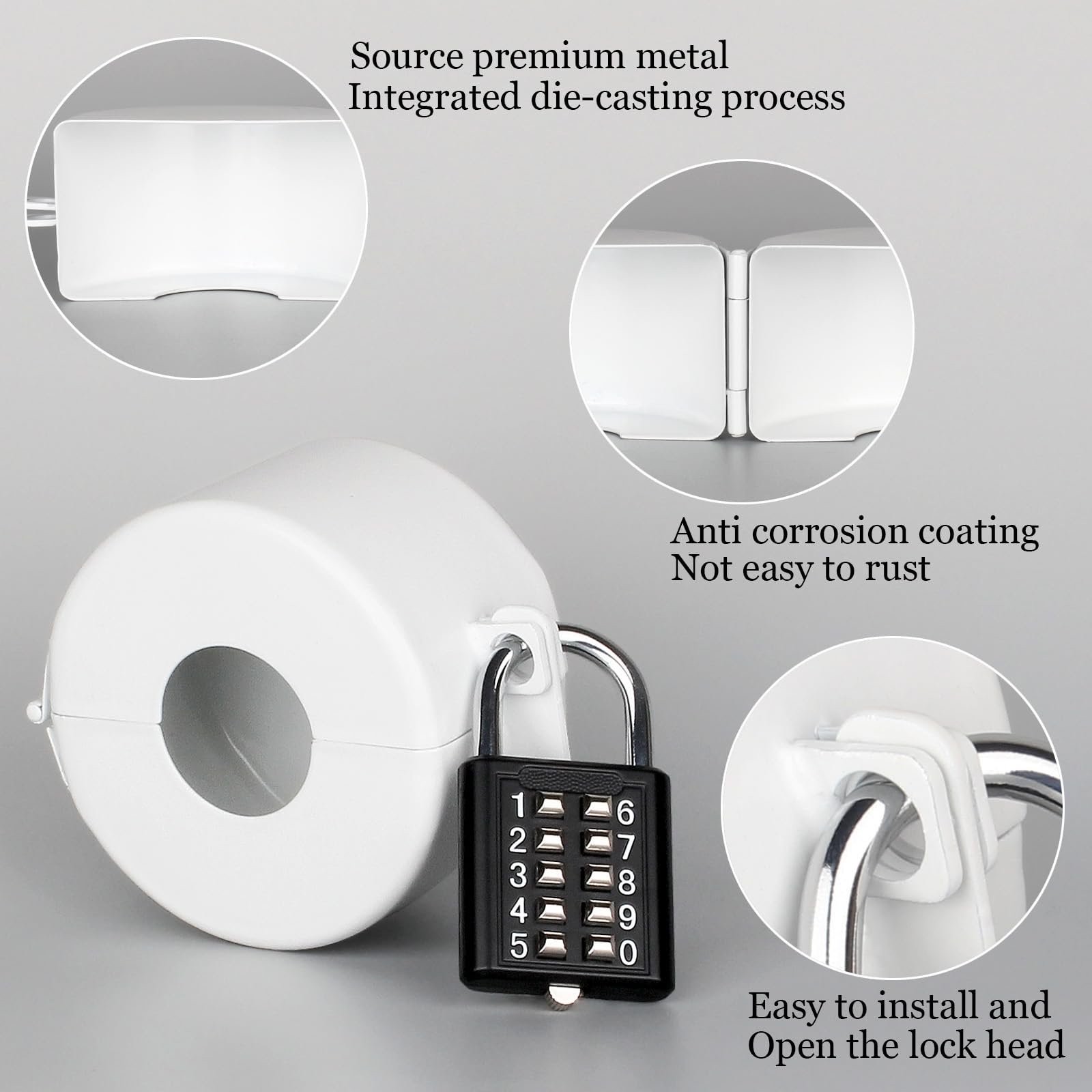 Posnaland Door Knob Lockout Devices, Round Door Handle Lock Cover - Used for Covering and Door Knob Lock Out, Prevents Turning of Door Handle and Unauthorized Access to Keyhole (White)