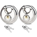 2Pack Padlocks Keyed Alike, 2-3/4"(70mm) Disc Locks for Storage Unit, Stainless Steel Locks with 4 Keys, Outdoor Waterproof Storage Lock for Storage Locker, Shed, Gate, Fence, Warehouse