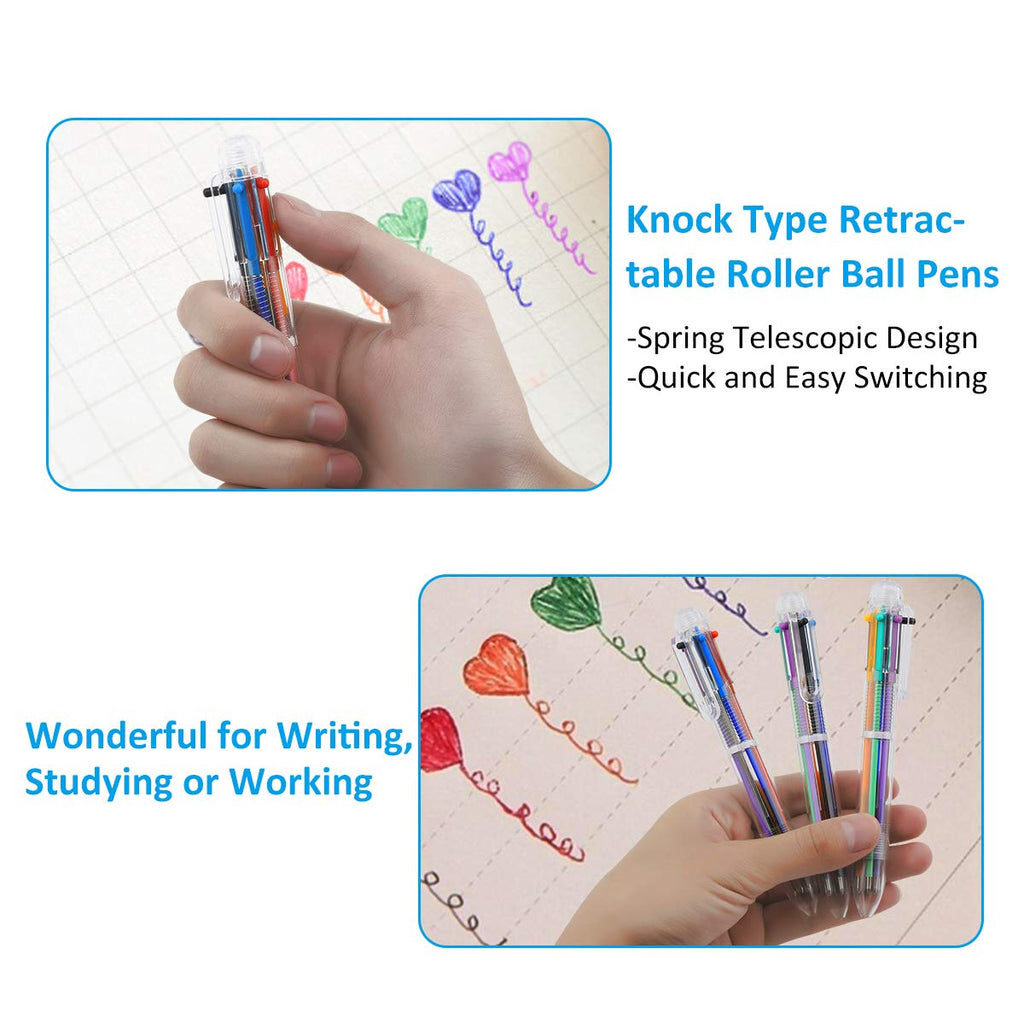 Multicolor Pen - 30 Pack 0.5mm 6-in-1 Retractable Ballpoint Pens for Office School Supplies Students Gift