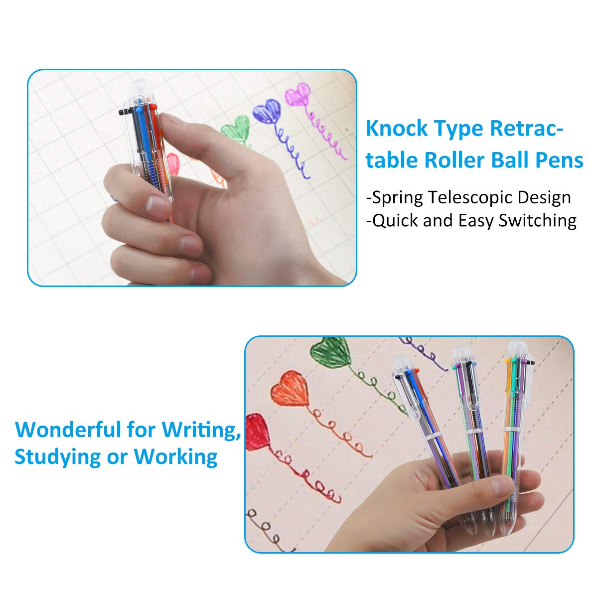 Multicolor Pen - 30 Pack 0.5mm 6-in-1 Retractable Ballpoint Pens for Office School Supplies Students Gift