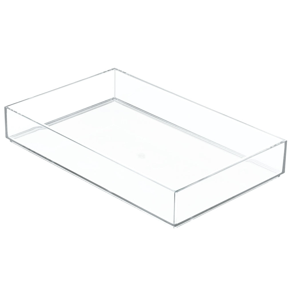 iDesign Clarity Plastic Drawer Organizer, Storage Container for Vanity, Bathroom, Kitchen Drawers, 8" x 12" x 2", Clear