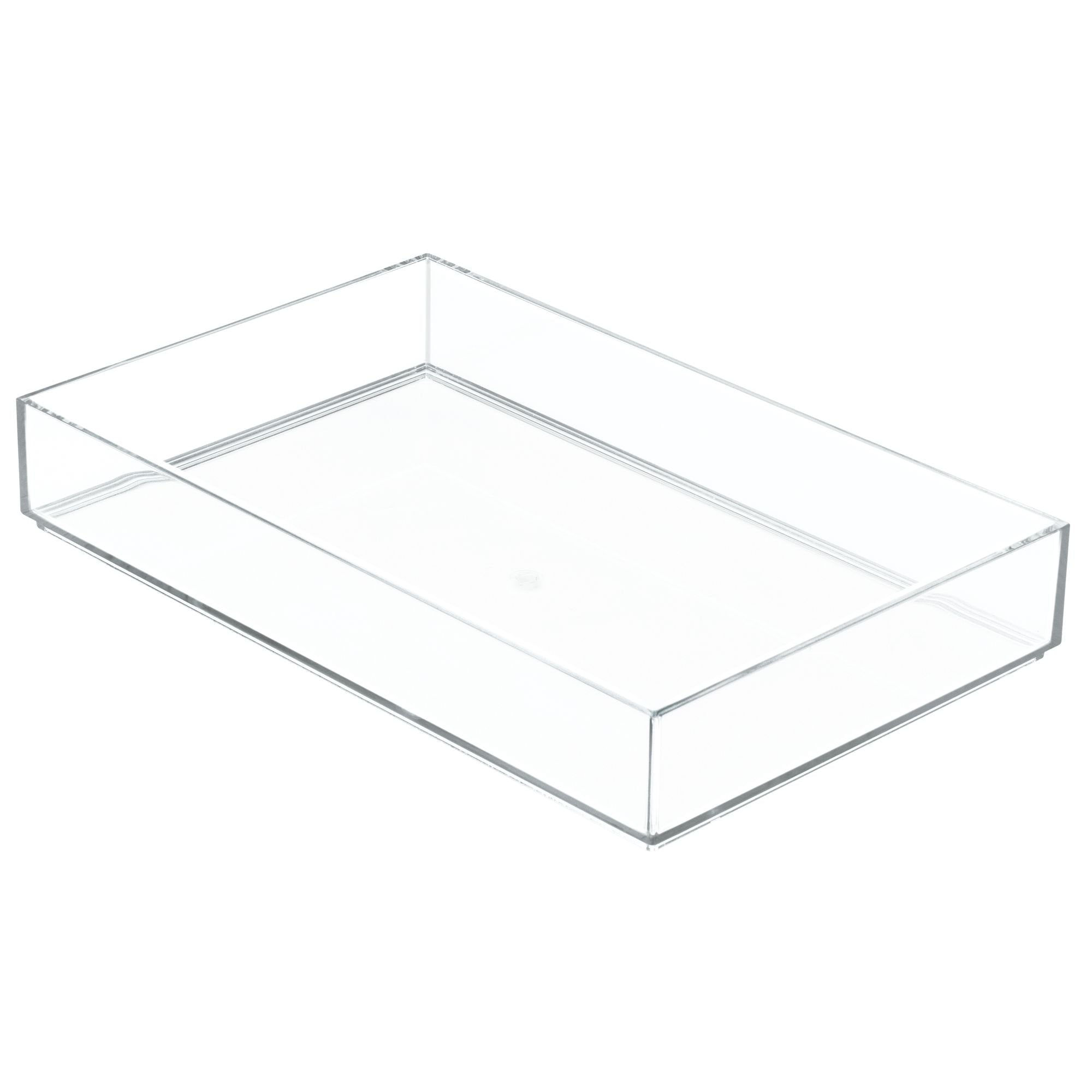 iDesign Clarity Plastic Drawer Organizer, Storage Container for Vanity, Bathroom, Kitchen Drawers, 8" x 12" x 2", Clear