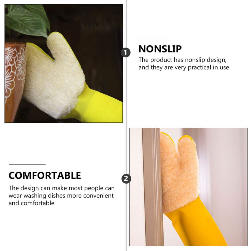 DOITOOL Reusable Household Cleaning Gloves 14.17X5.70 Inches Waterproof Non-Slip Kitchen Dishwashing Gloves Comfortable Latex Material for Home Use