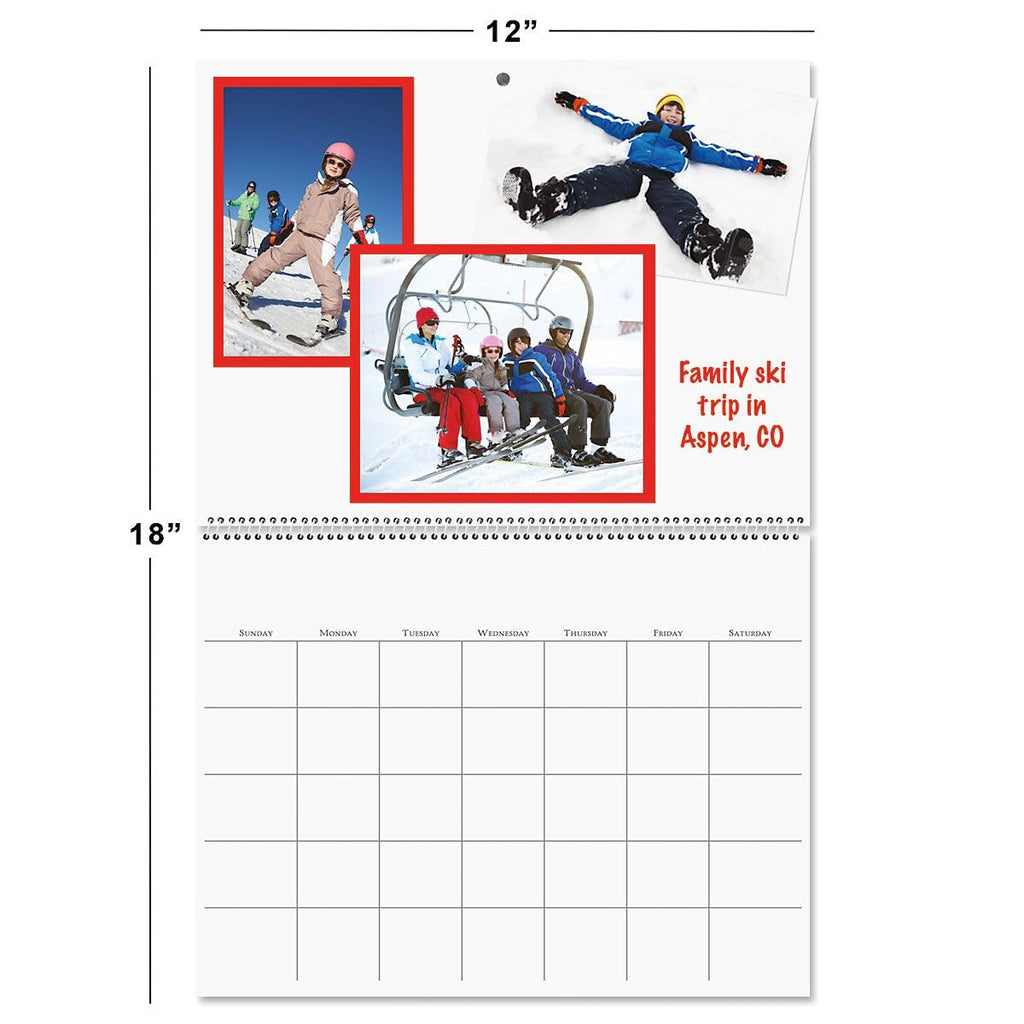 Blank Scrapbook Wall Calendar, Undated, 12-Inch x 9-Inch Size Closed, 18-Inch Size Open, Large Bookstore-Quality, DIY Spiral-Bound Hanging Monthly Calendar for Kitchen & Office, by Current