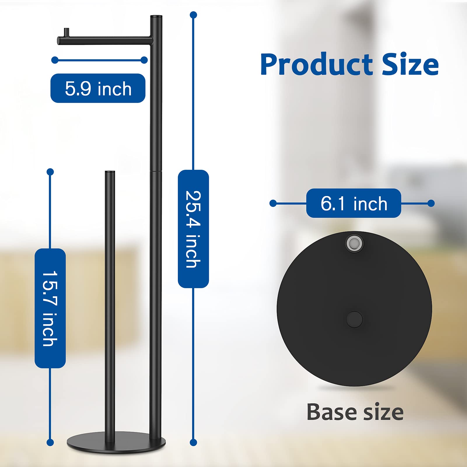 Toilet Paper Holder Stand, Bathroom Toilet Paper Roll Holder Stand with Reserve, Standing Toilet Paper Holder with Storage