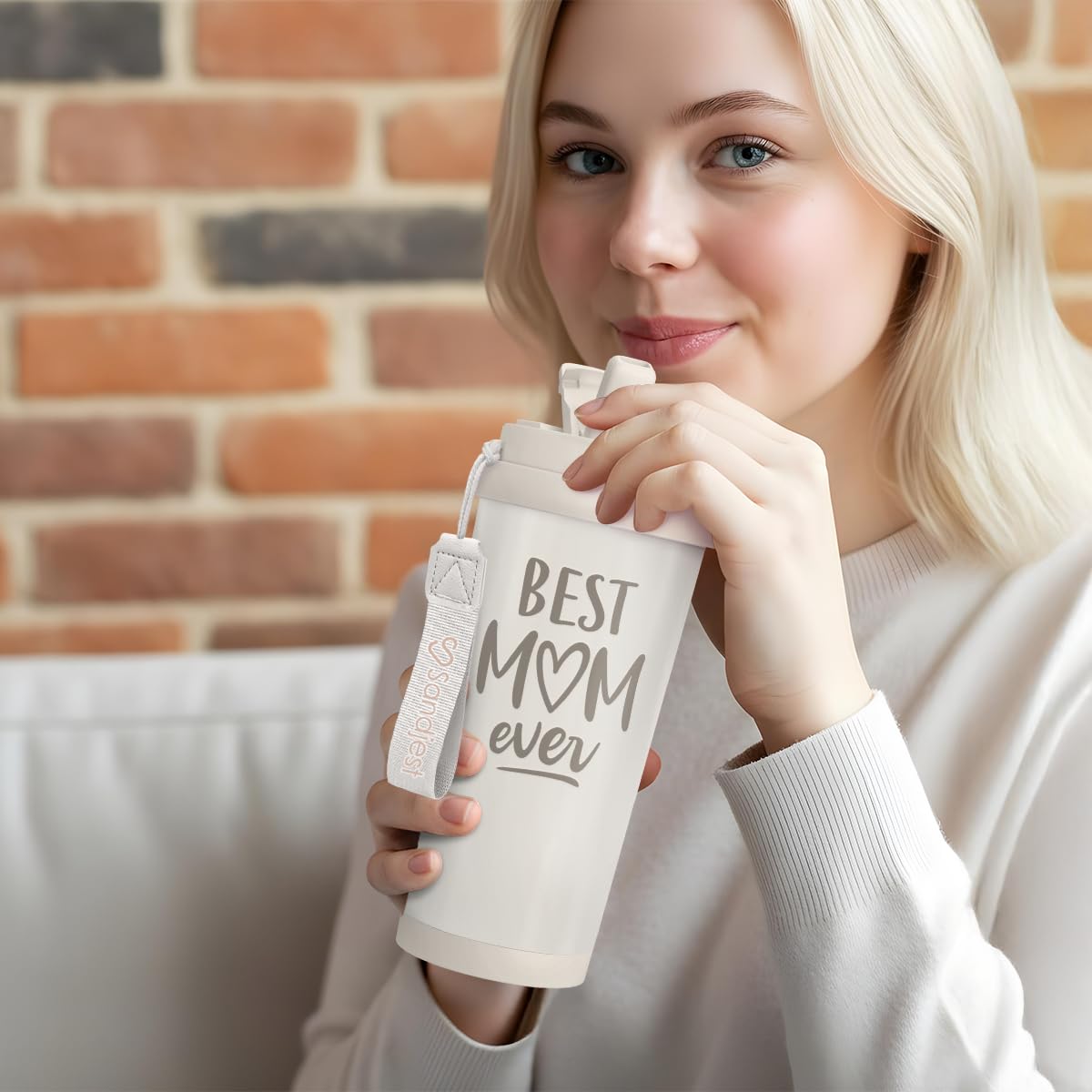 Best Mom Ever Tumbler - Stainless Steel 2-in-1 Lid Coffee Tumbler 18 oz, Mom Insulated Travel Mug Gift for Women Mother, Birthday Christmas Mother's Day