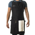 Asaya Chef & BBQ Apron with Pockets - Cross Back Canvas Cooking Apron for Women and Men, Adjustable Work & Grilling Aprons with Pocket, Bottle Opener and Hand Towel, 10oz Cotton Canvas (Black)