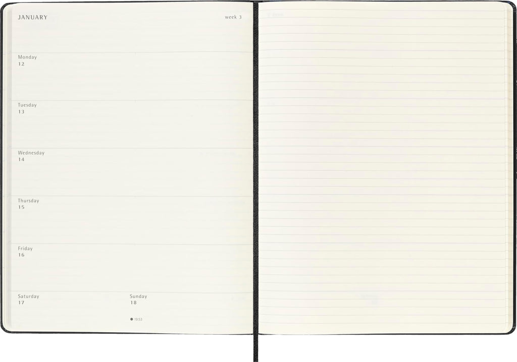 Moleskine Classic 18 Month 2025-2026 Weekly Planner, Hard Cover, XL (7.5" x 10"), Black, 208 pages
