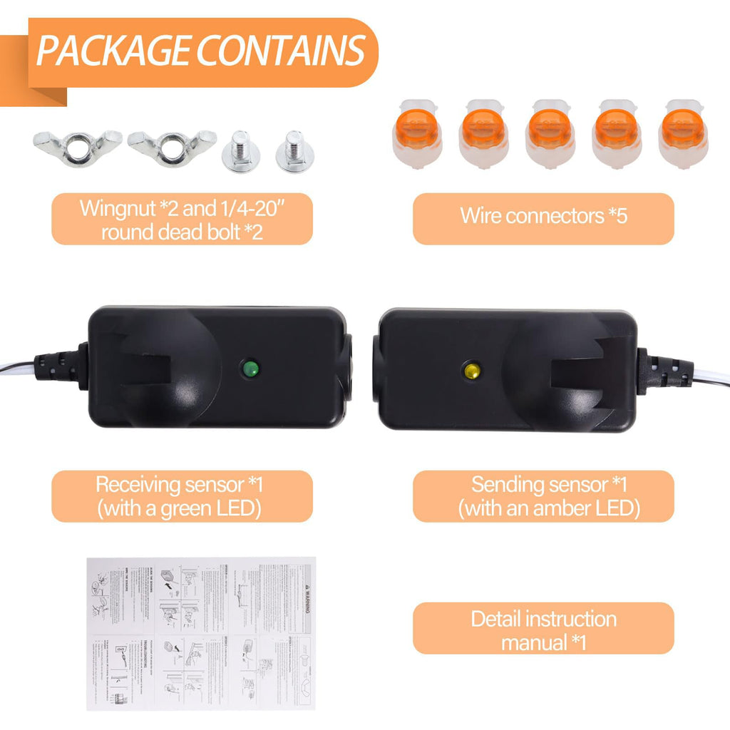 Garage Door Sensor Replacement Compatible with Liftmaster Chamberlain Craftsman Garage Door Openers, 41A5034 G801CB-P Garage Door Safety Sensor Kit