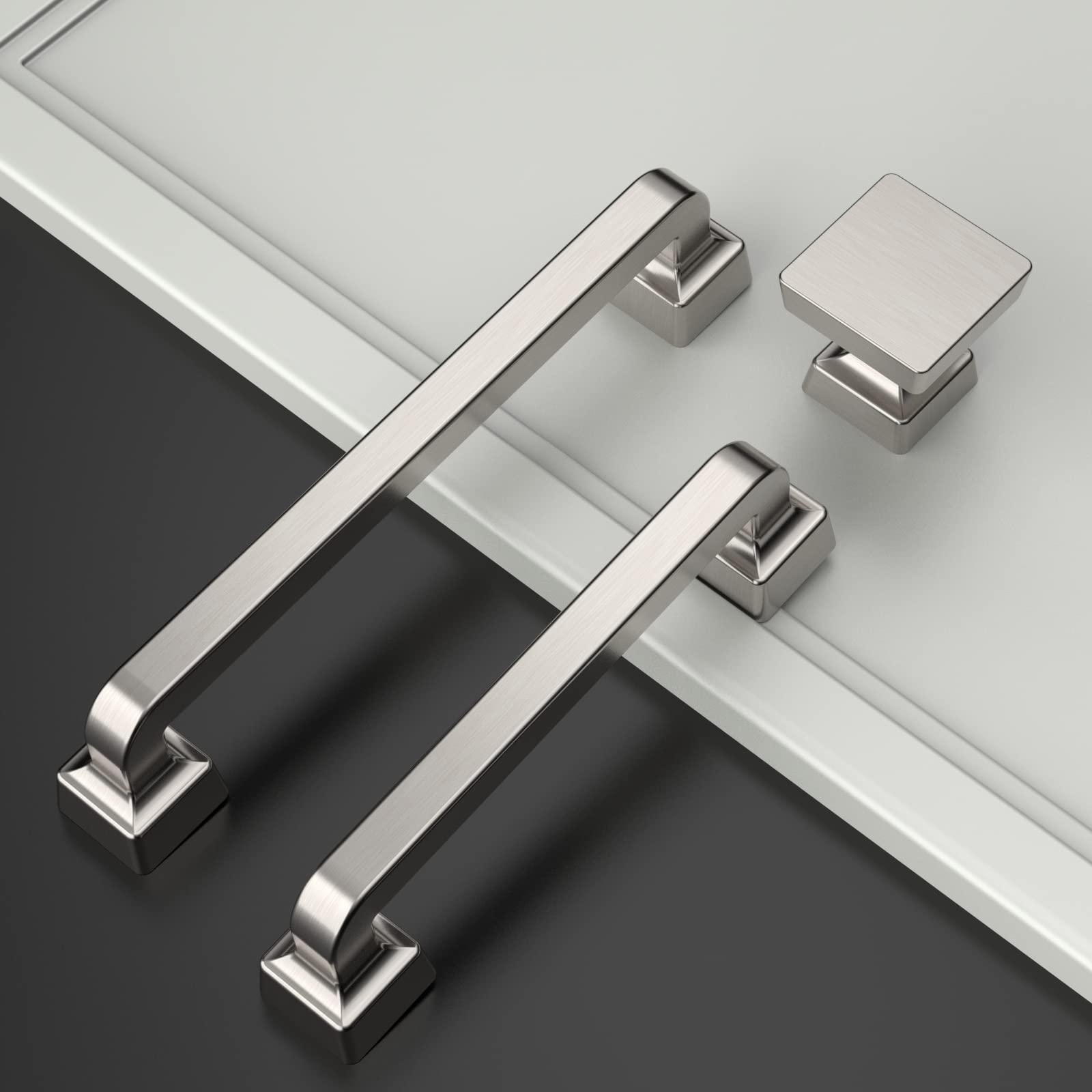 Amerdeco 10 Pack Brushed Satin Nickel Cabinet Knobs 1.2 Inch(30mm) Single Hole Cabinet Handles Dresser Knobs Drawer Knobs and Pulls for Bathroom Cabinets ZH0008