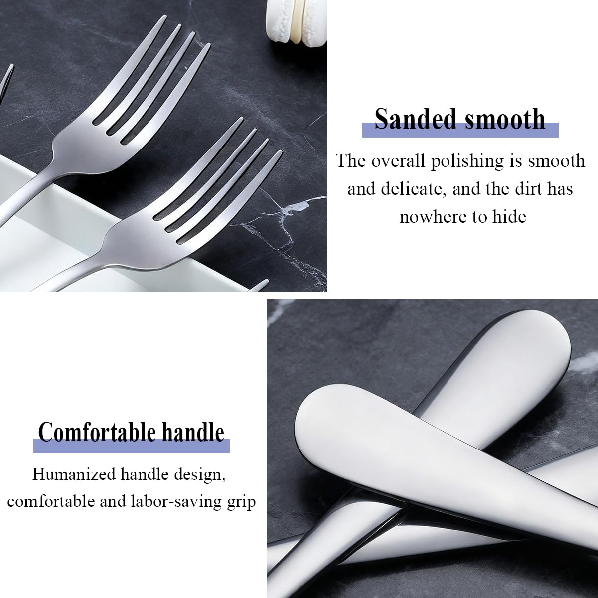 Berglander Dinner Forks Set of 24, Stainless Steel 18.5cm Table Forks for Home, Cafés, Hotel, Restaurant, Dishwasher Safe